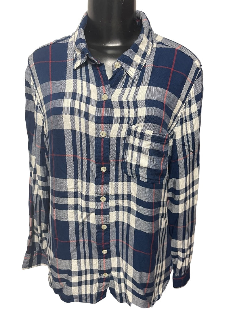 Size XXL Mossimo Womens Lightweight Navy Blue Flannel Button Up
