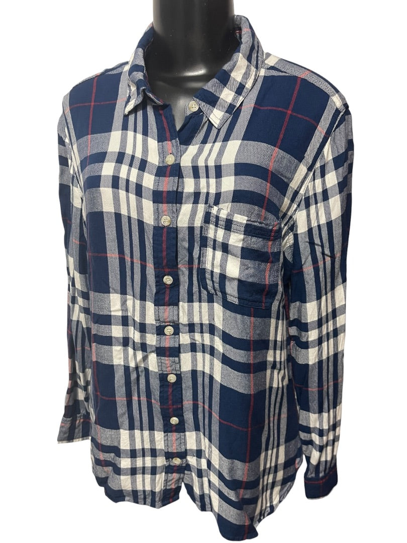 Size XXL Mossimo Womens Lightweight Navy Blue Flannel Button Up