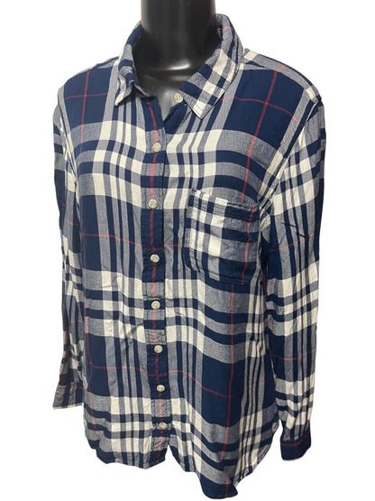Size XXL Mossimo Womens Lightweight Navy Blue Flannel Button Up
