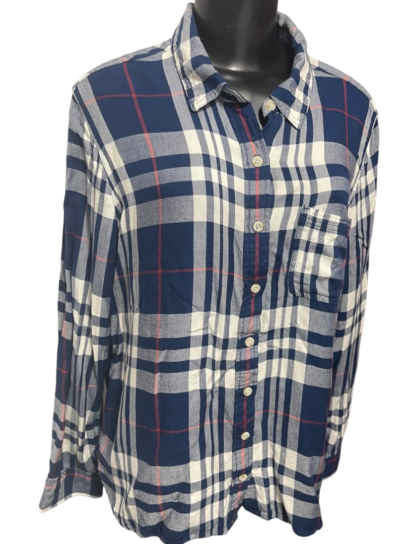 Size XXL Mossimo Womens Lightweight Navy Blue Flannel Button Up