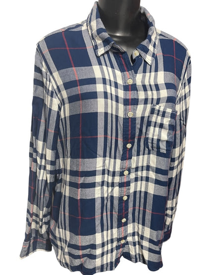 Size XXL Mossimo Womens Lightweight Navy Blue Flannel Button Up