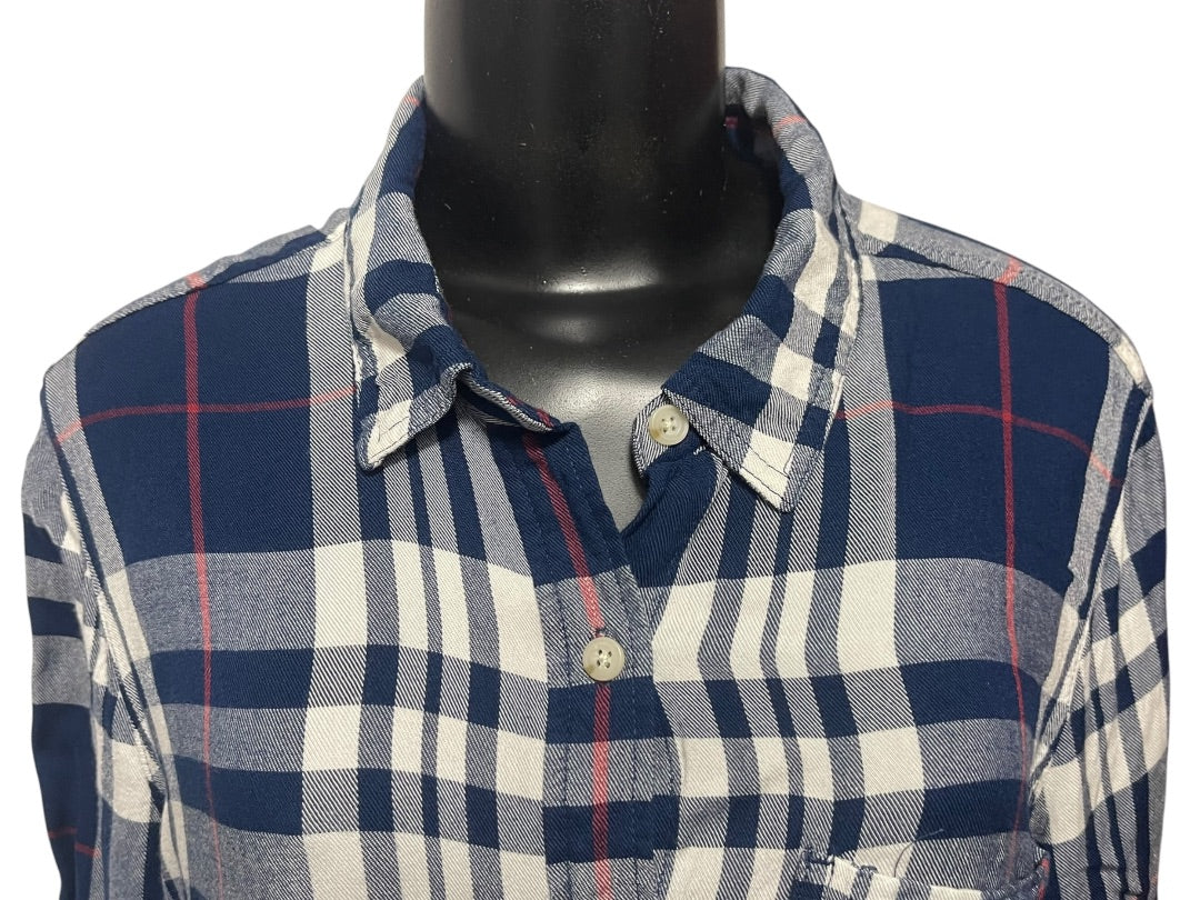 Size XXL Mossimo Womens Lightweight Navy Blue Flannel Button Up