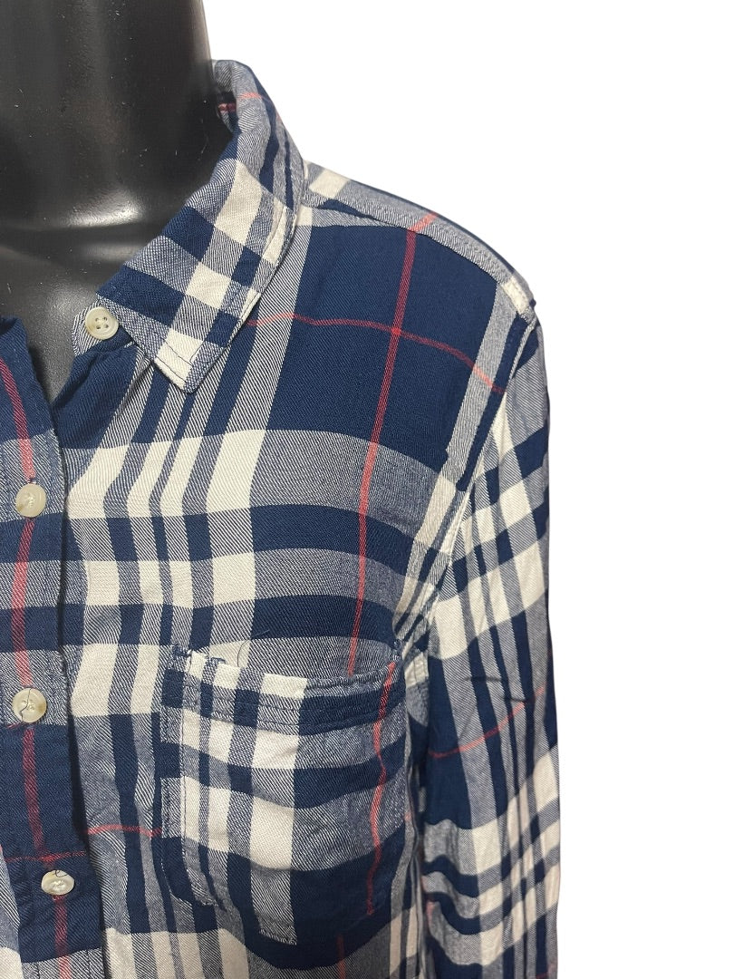 Size XXL Mossimo Womens Lightweight Navy Blue Flannel Button Up