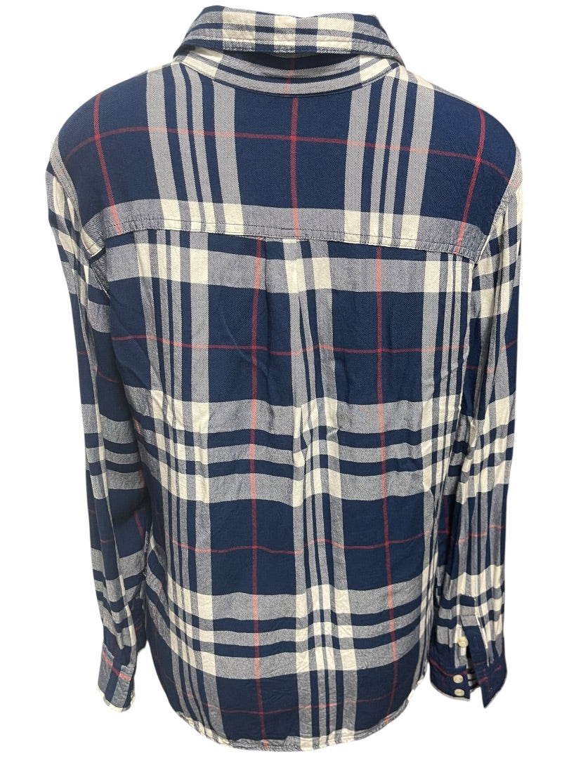 Size XXL Mossimo Womens Lightweight Navy Blue Flannel Button Up