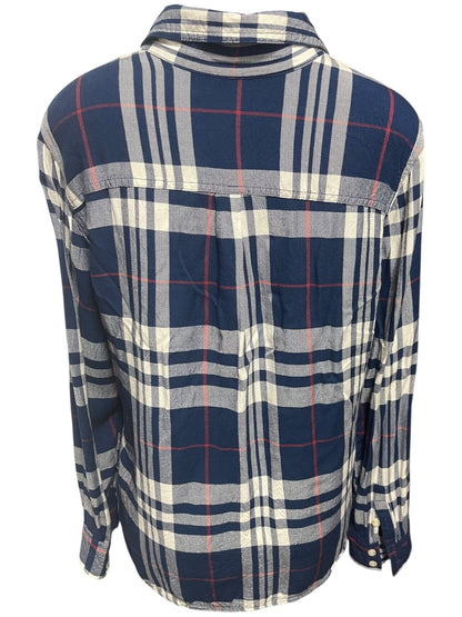 Size XXL Mossimo Womens Lightweight Navy Blue Flannel Button Up