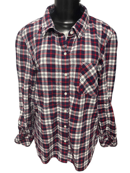 Size Large Tommy Hilfiger Womens Lightweight Plaid Button Up Shirt