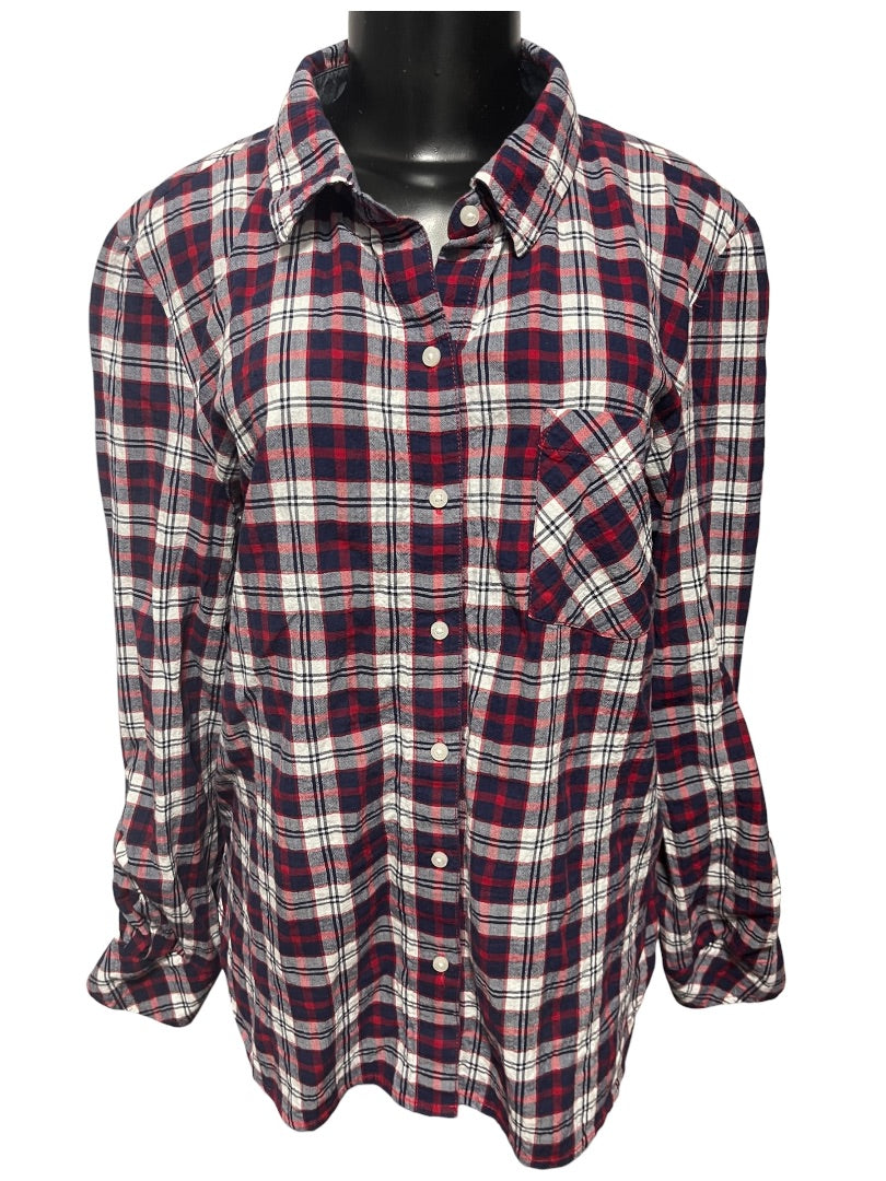 Size Large Tommy Hilfiger Womens Lightweight Plaid Button Up Shirt