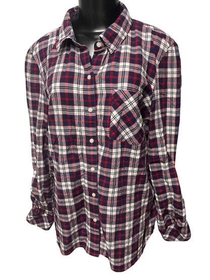 Size Large Tommy Hilfiger Womens Lightweight Plaid Button Up Shirt