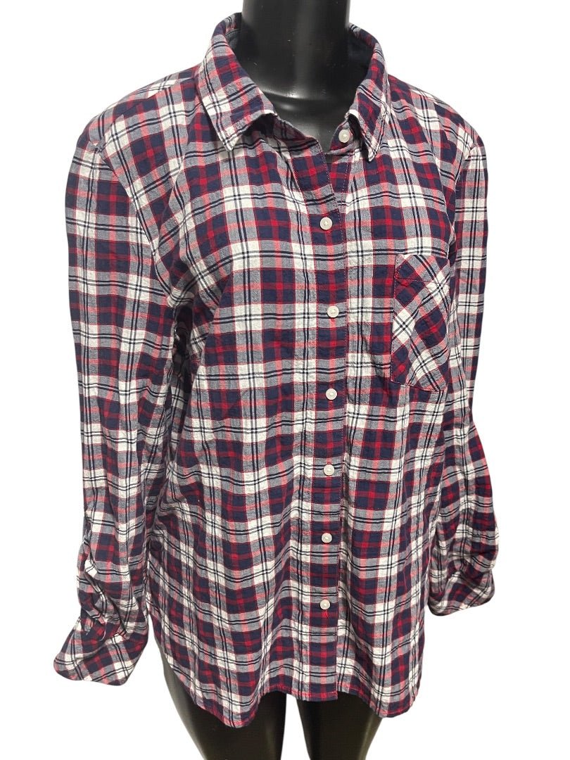 Size Large Tommy Hilfiger Womens Lightweight Plaid Button Up Shirt