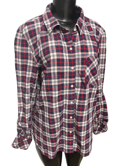 Size Large Tommy Hilfiger Womens Lightweight Plaid Button Up Shirt