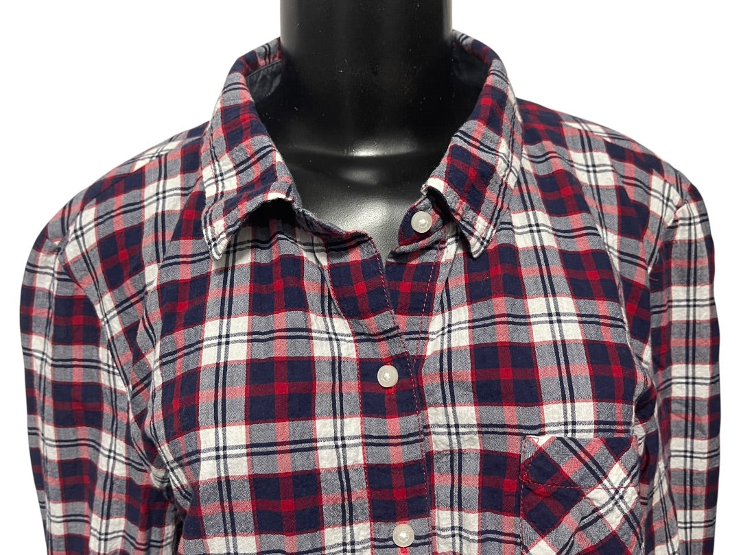 Size Large Tommy Hilfiger Womens Lightweight Plaid Button Up Shirt