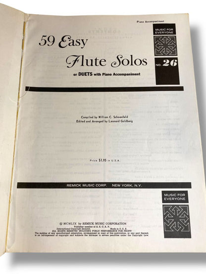 Vintage 59 Easy Flute Solos or Duets with Piano Accompaniment Book