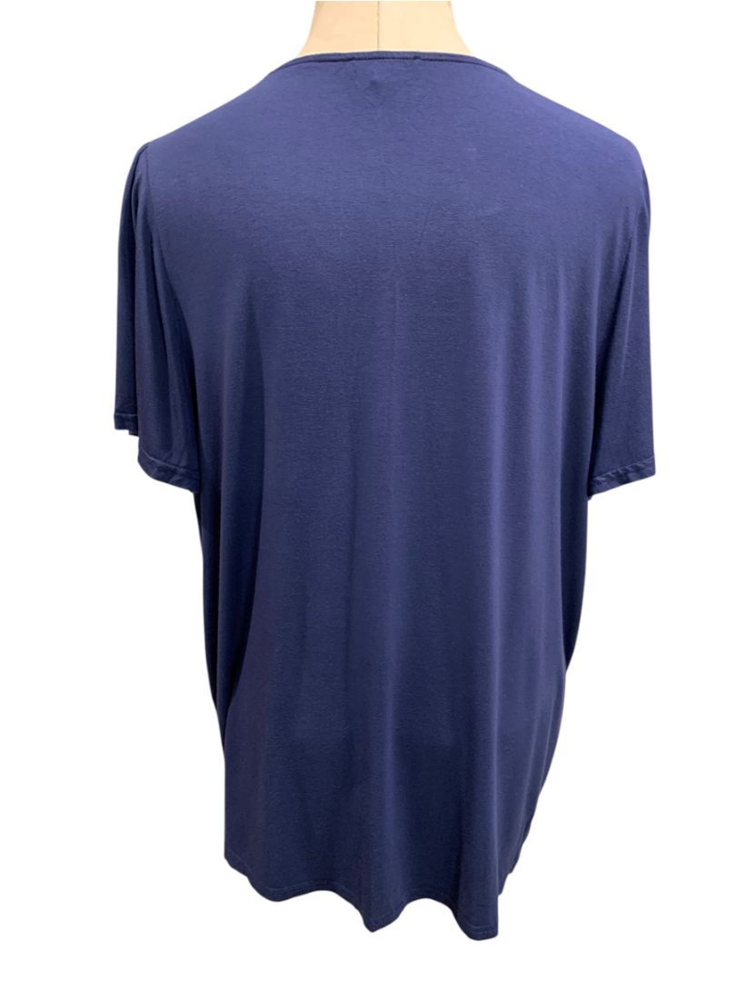 1XL Papermoon Womens Navy Blue Eyelet Yoke Tshirt Soft