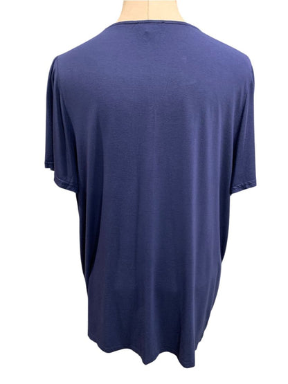1XL Papermoon Womens Navy Blue Eyelet Yoke Tshirt Soft