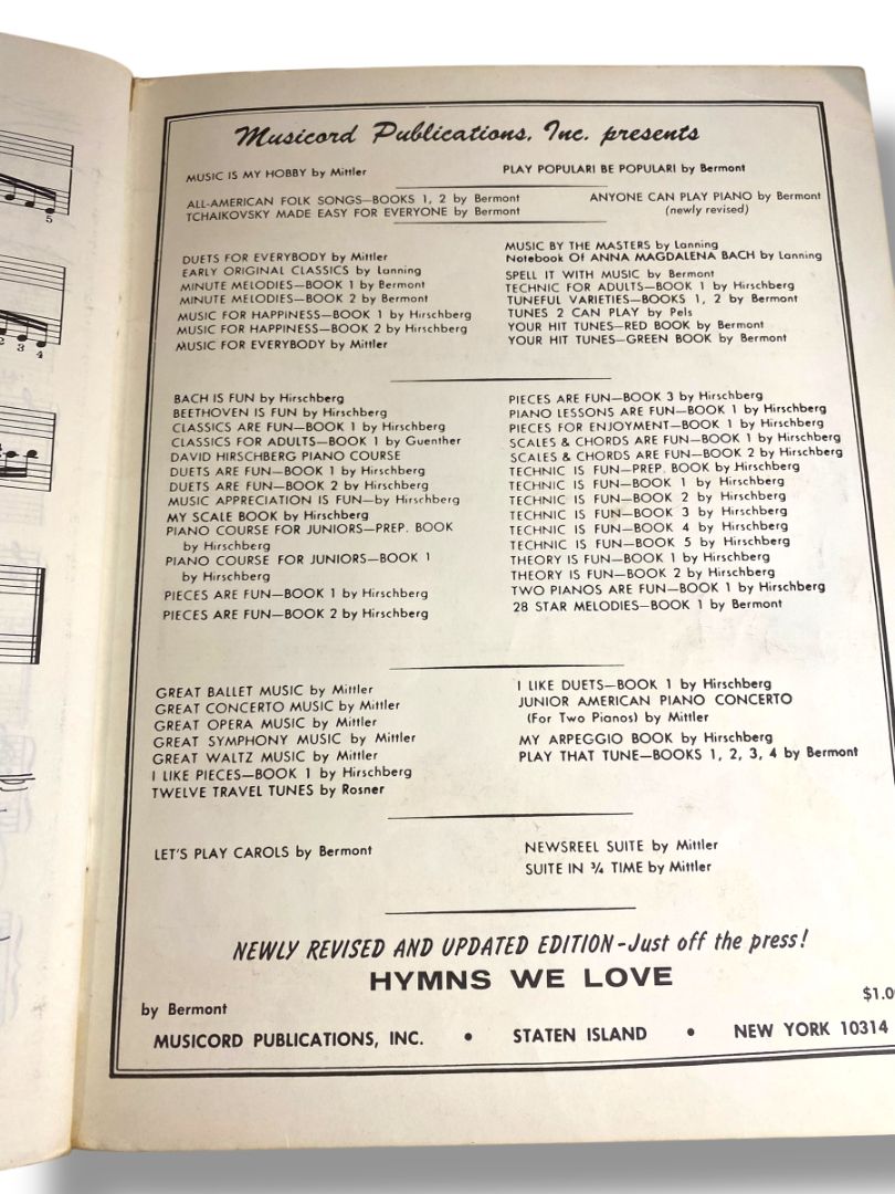 1943 Technic is Fun Book Two David Hirschberg Piano Music