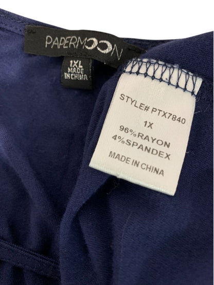 1XL Papermoon Womens Navy Blue Eyelet Yoke Tshirt Soft