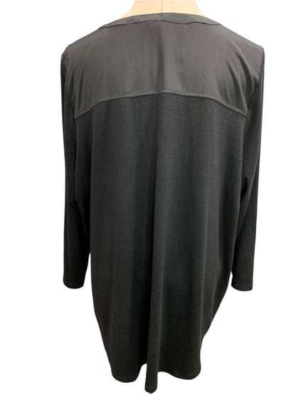 Size 2X 41 Hawthorn Womens Lightweight Black Sweater V-Neck Satin Trim