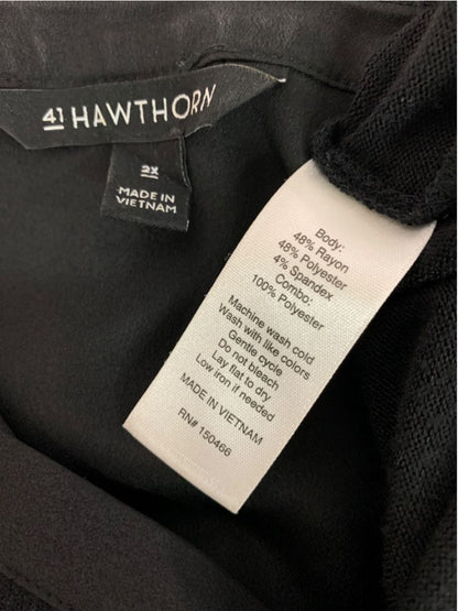 Size 2X 41 Hawthorn Womens Lightweight Black Sweater V-Neck Satin Trim