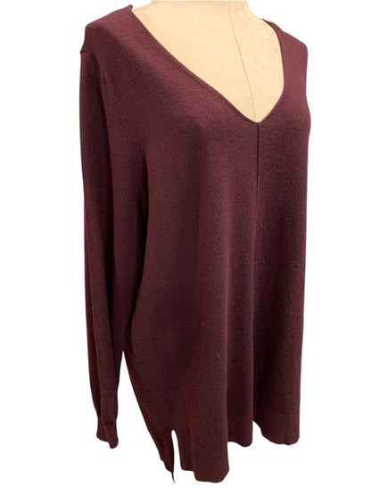 Size 1X Love Ellie Womens V-Neck Tunic Sweater Eggplant Soft