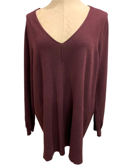 Size 1X Love Ellie Womens V-Neck Tunic Sweater Eggplant Soft
