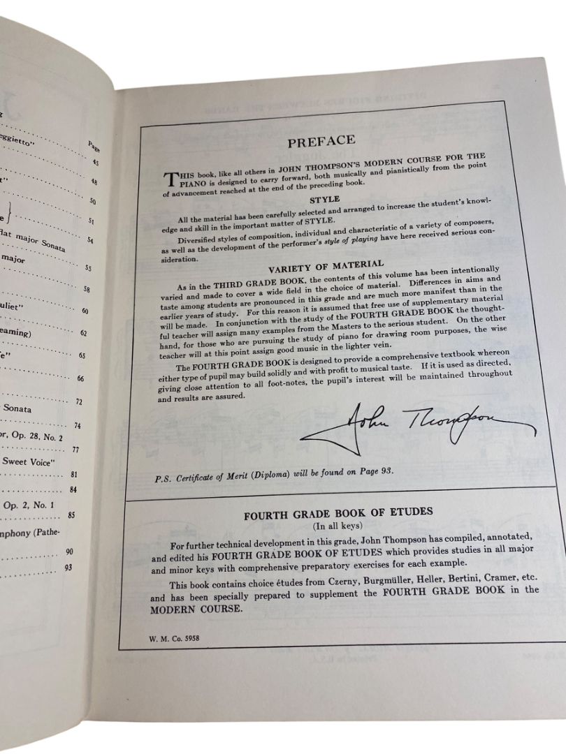 Vintage John Thompson's Modern Course for the Piano - The Fourth Grade Book