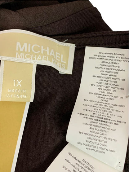 Size 1X Michael Kors Womens New Chocolate Brown V-Neck Pullover Shirt