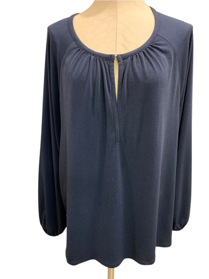 XXL Banana Republic Womens Navy Blue Pullover Shirt Keyhole Neckline Stretch