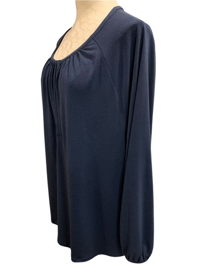 XXL Banana Republic Womens Navy Blue Pullover Shirt Keyhole Neckline Stretch