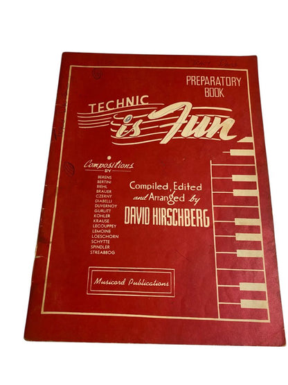 1948 Technic is Fun Preparatory Book David Hirschberg Piano Music