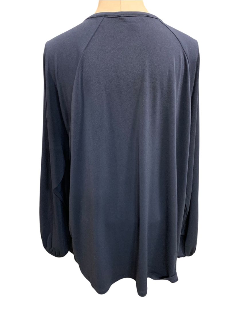 XXL Banana Republic Womens Navy Blue Pullover Shirt Keyhole Neckline Stretch