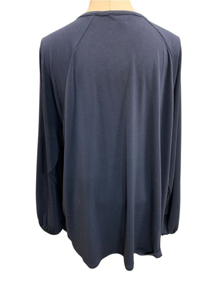 XXL Banana Republic Womens Navy Blue Pullover Shirt Keyhole Neckline Stretch