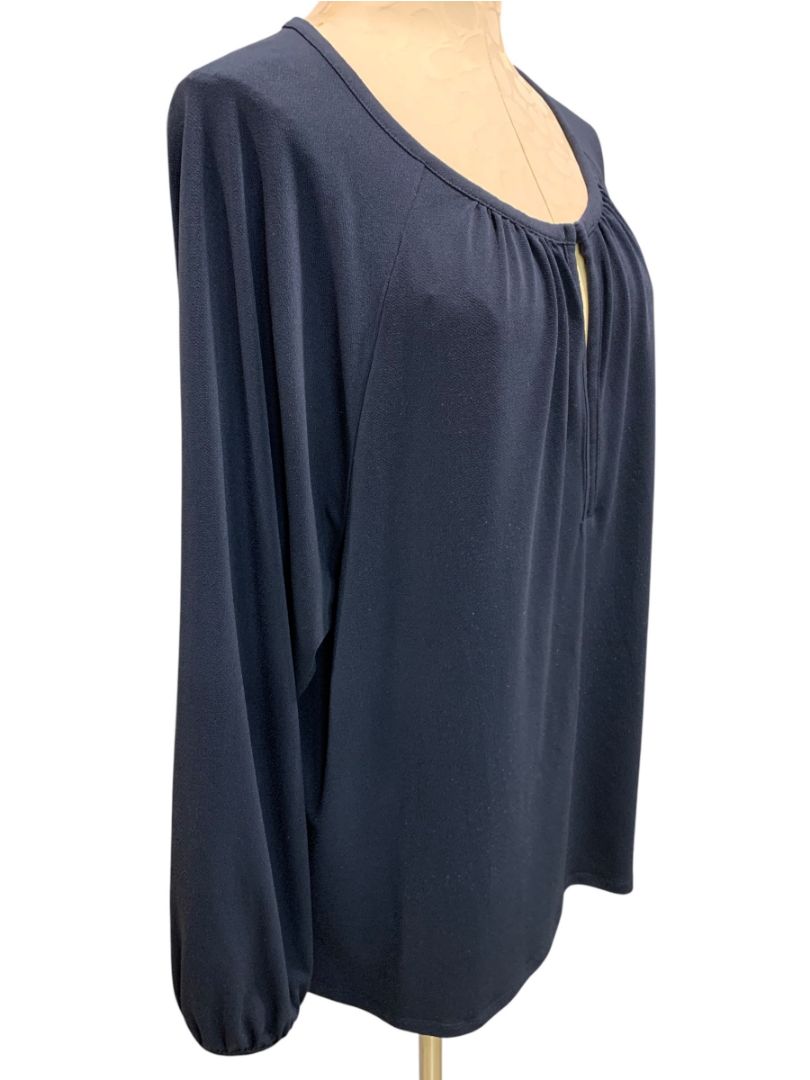 XXL Banana Republic Womens Navy Blue Pullover Shirt Keyhole Neckline Stretch
