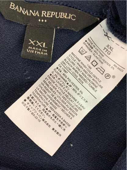 XXL Banana Republic Womens Navy Blue Pullover Shirt Keyhole Neckline Stretch