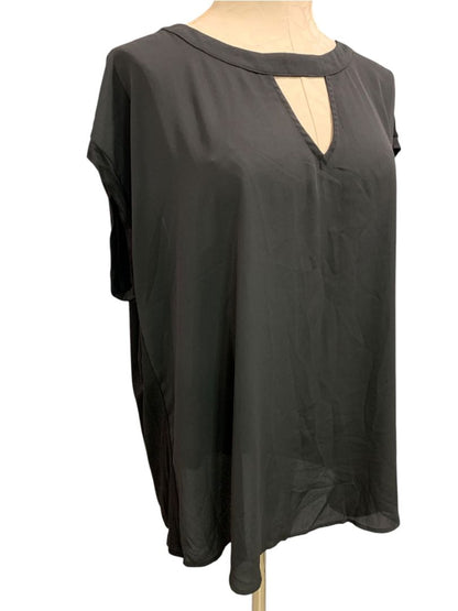 Size 1X Papermoon Womens Black Keyhole Neck Pullover Blouse Sleeveless