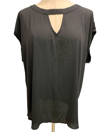 Size 1X Papermoon Womens Black Keyhole Neck Pullover Blouse Sleeveless