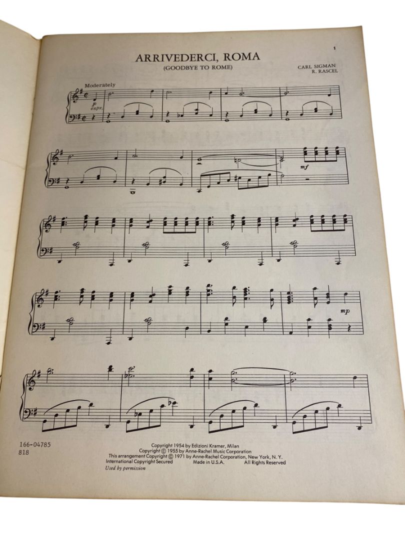 1971 John Lane's Intermediate Piano Solos Book Big 3 Music