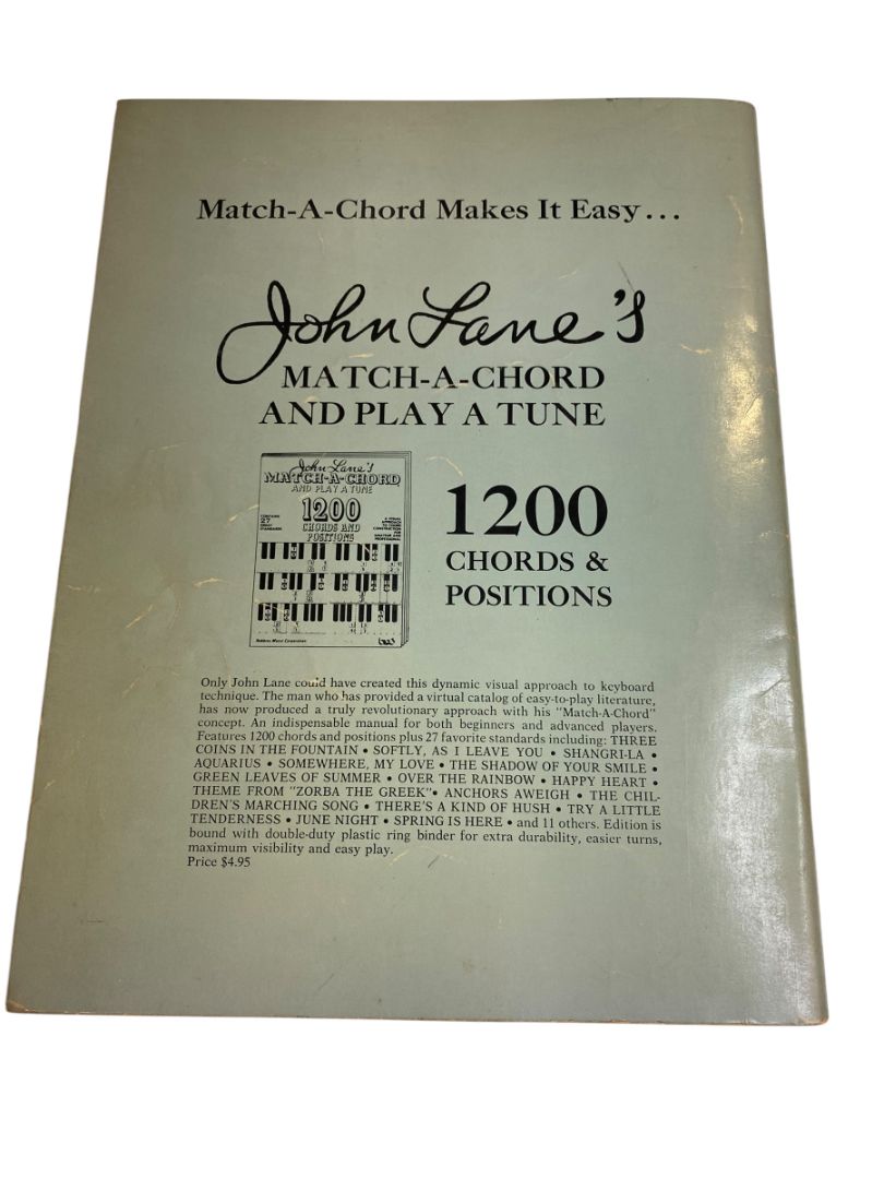 1971 John Lane's Intermediate Piano Solos Book Big 3 Music