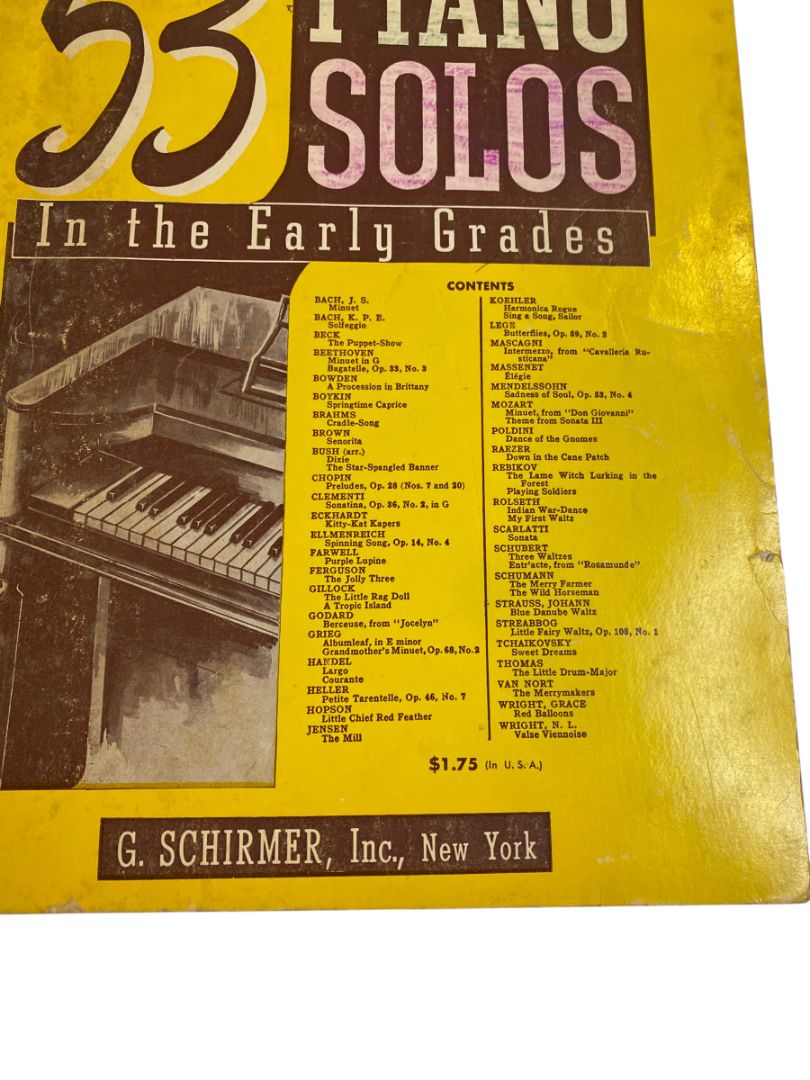 1943 53 Piano Solos in the Early Grades Book G. Schirmer