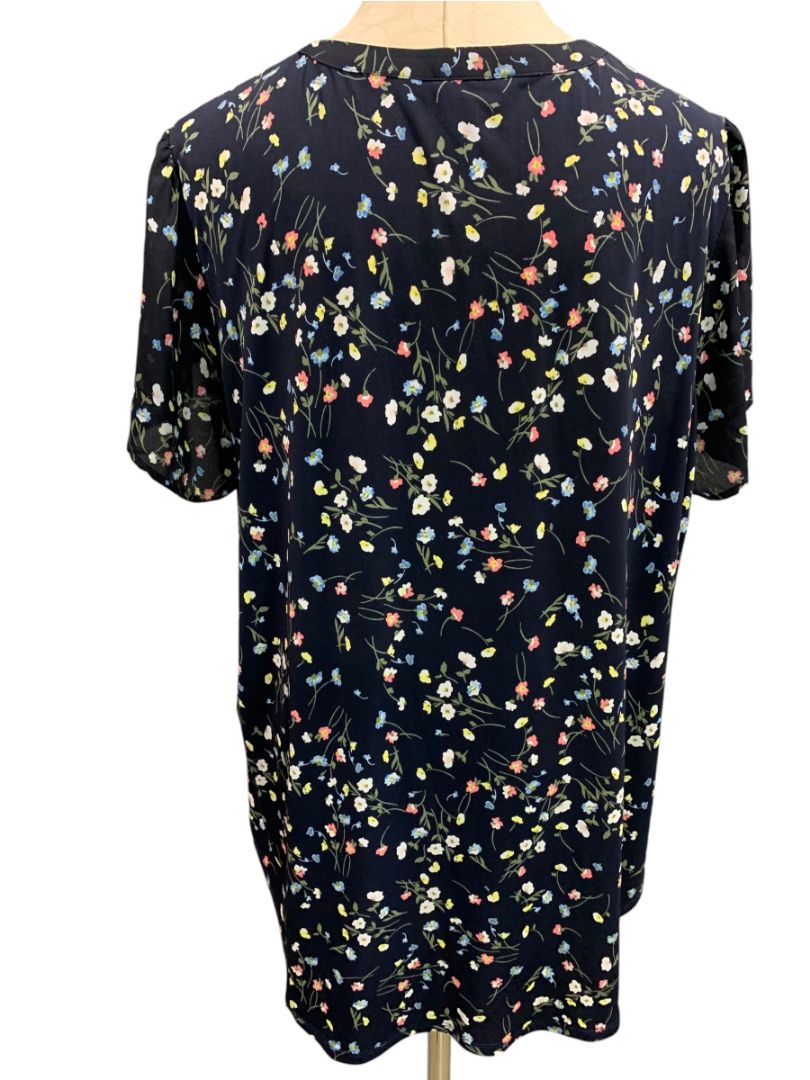 Size 2X 41 Hawthorn Womens Pullover Short Sleeve Blouse Black Floral