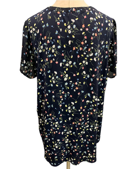 Size 2X 41 Hawthorn Womens Pullover Short Sleeve Blouse Black Floral