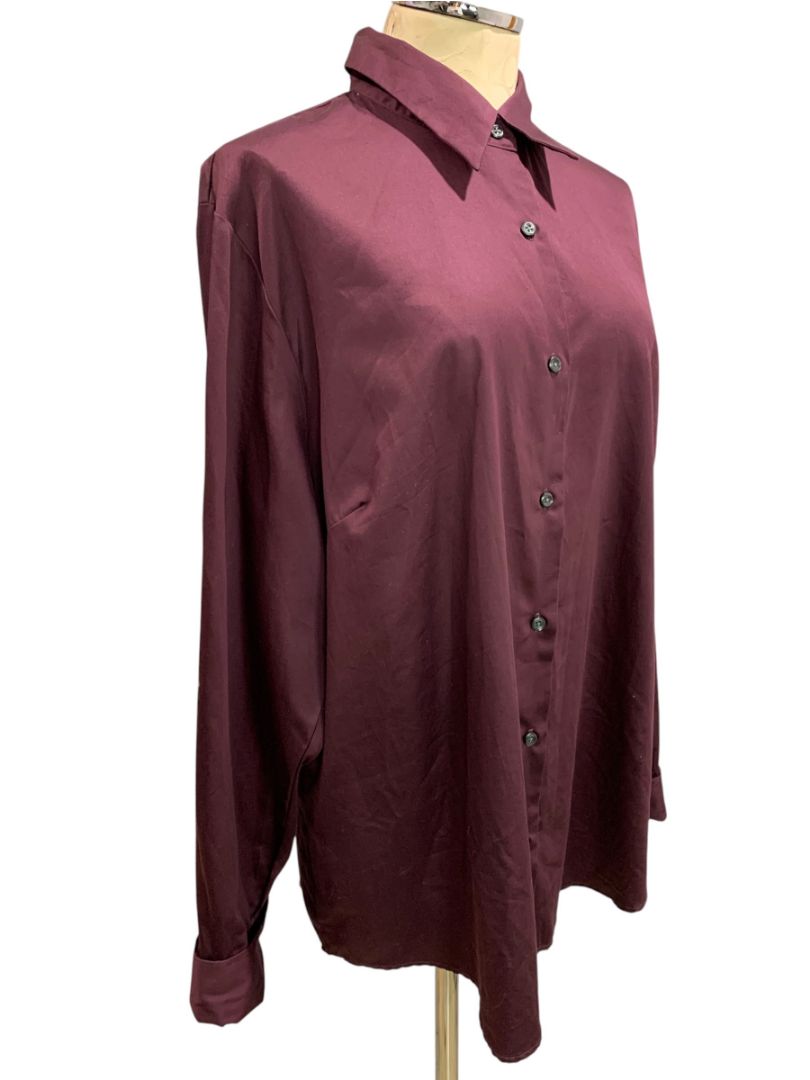 Size XXL Tall Eddie Bauer Eggplant Womens Button Up Blouse
