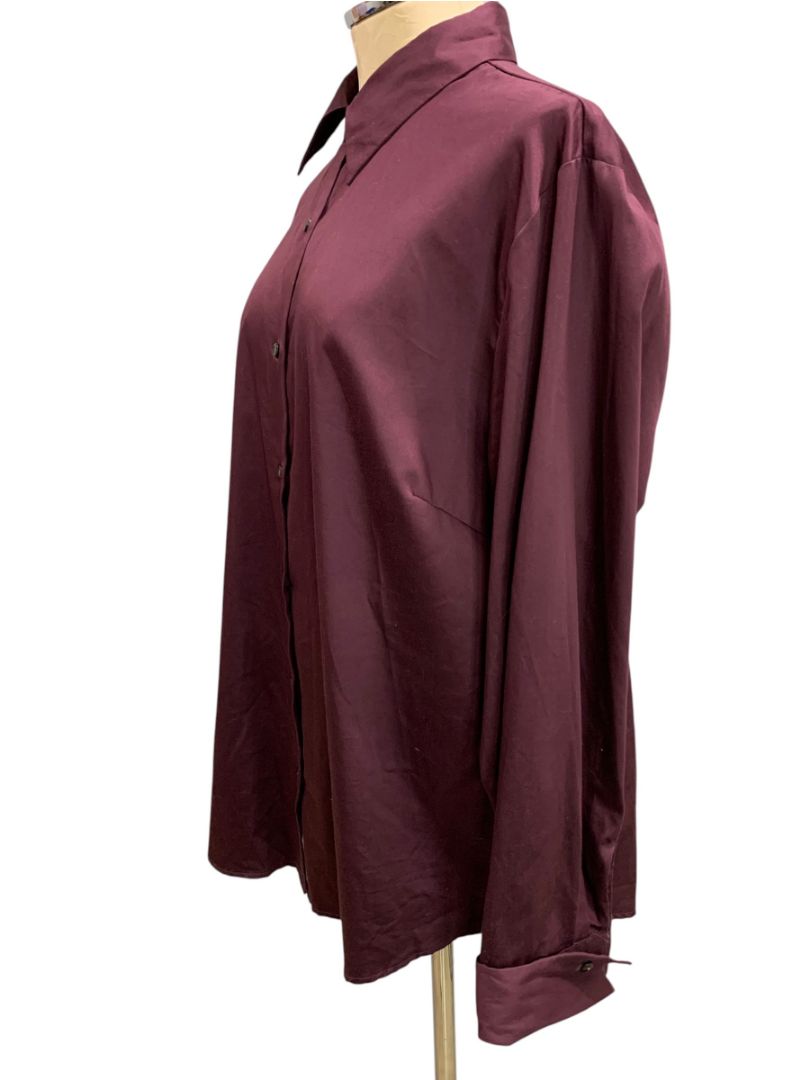 Size XXL Tall Eddie Bauer Eggplant Womens Button Up Blouse
