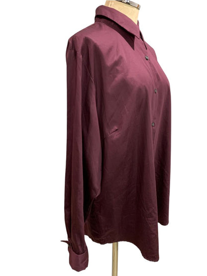 Size XXL Tall Eddie Bauer Eggplant Womens Button Up Blouse