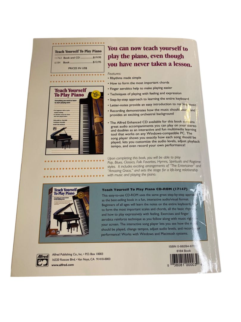 Teach Yourself to Play Piano Book Palmer Manus Book Alfred