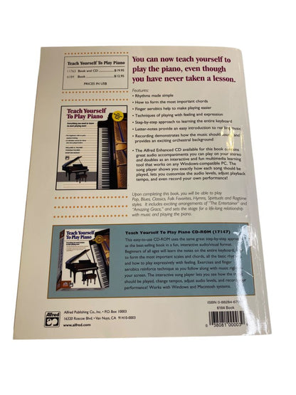 Teach Yourself to Play Piano Book Palmer Manus Book Alfred