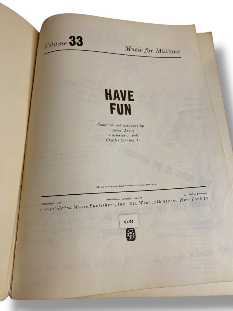 Vintage Piano Pieces Book Volume 33 Music for Millions Series