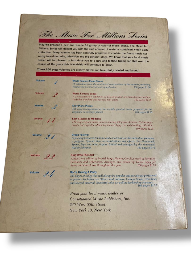 Vintage Piano Pieces Book Volume 33 Music for Millions Series