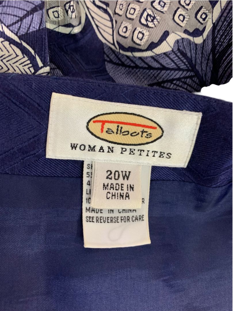 20WP Talbots Woman Petites Silk Blend Skirt Floral Print Knee Length