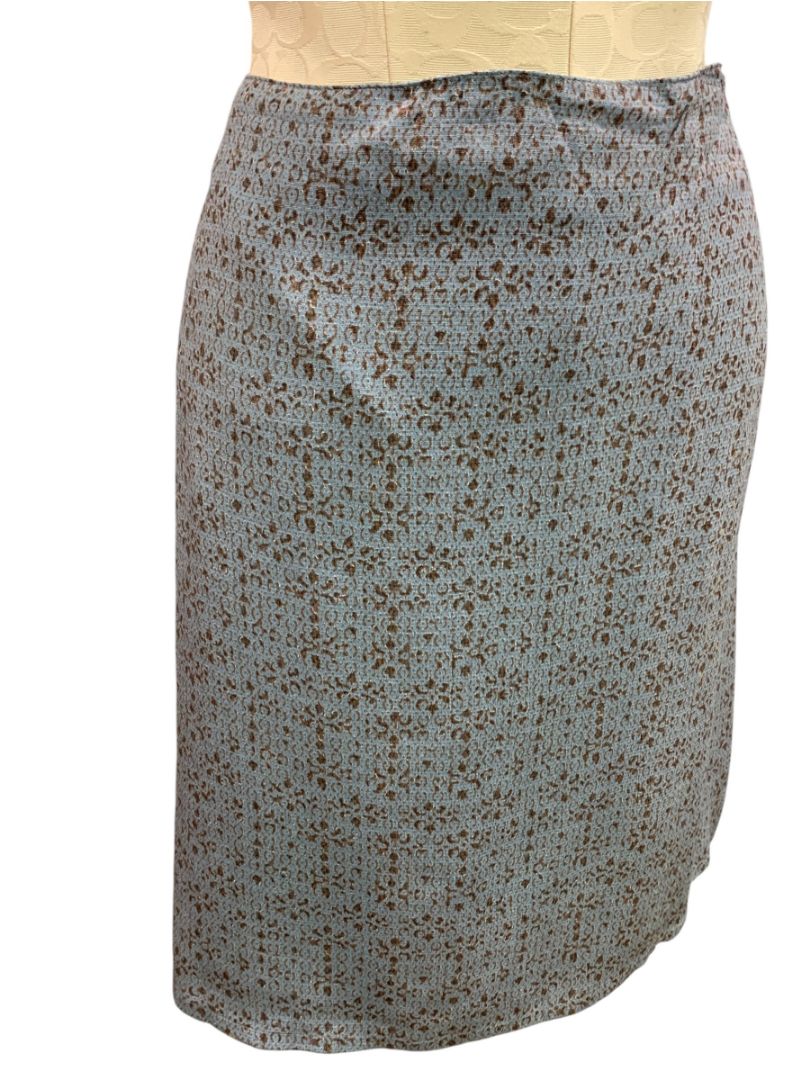 Size 20T J.Jill Tall Partial Elastic Waist Skirt Print Blue Gray Brown Knee Length