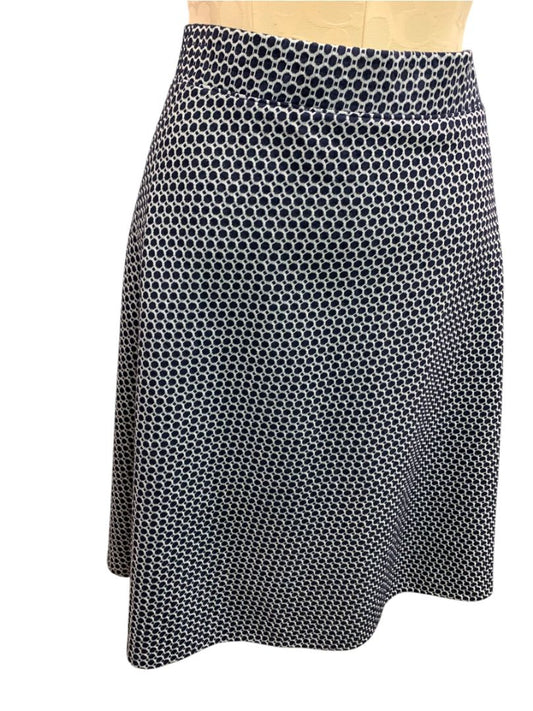 Size 20WP Talbots Woman Navy Blue Dot A-Line Knee Length Pull On Skirt